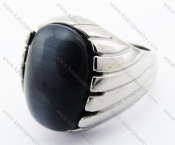 Stainless Steel Black Cat Eye Gemstone Ring - KJR280266