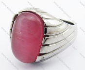 Stainless Steel Pink Cat Eye Gemstone Ring - KJR280267
