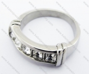 Stainless Steel Inlay CZ Wedding Ring - KJR280268
