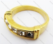 Gold Plating Stainless Steel CZ Wedding Ring - KJR280271
