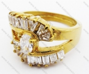 Stainless Steel Gold Plating Inlay CZ Wedding Ring - KJR280272