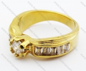 Gold Stainless Steel Zircon Stones Wedding Ring - KJR280277