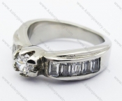 Stainless Steel Inlay Zircon Stones Wedding Ring - KJR280278