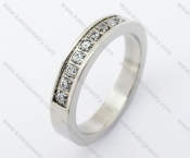 Stainless Steel Inlay Clear Zircon Stones Wedding Ring - KJR280279