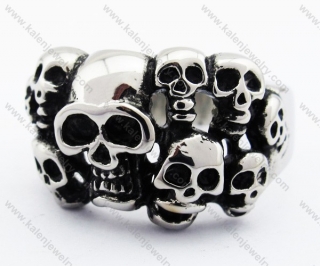 Stainless Steel Death Head Skull Ring - KJR330074