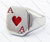 Stainless Steel Poker Ace Of Hearts Ring - KJR330077