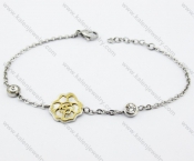 Stainless Steel Zircon Stone & Gold Flower Bracelet - KJB160020
