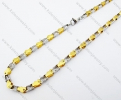 4.5mm Wide Stainless Steel Half Gold Plating Necklace - KJN380002