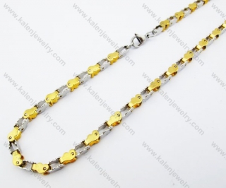 4.5mm Wide Stainless Steel Half Gold Plating Necklace - KJN380002