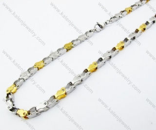 4.5mm Wide Stainless Steel Half Gold Plating Necklace - KJN380003