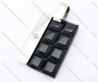 Stainless Steel Inlay Stone Black Chocolate Pendant - KJP170215