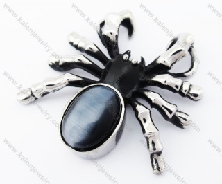 Stainless Steel Black Cat Eye Gemstone Spider Pendant - KJP170229