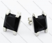 Stainless Steel CNC Inlay Black Agate Gemstone Ear Stud / Ear Nail - KJE050911