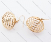 Stainless Steel Rose Gold Round Lantern Line Earrings - KJE050912