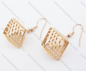 Stainless Steel Rose Gold Lantern Line Earrings - KJE050913