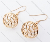 Stainless Steel Rose Gold Round Lantern Line Earrings - KJE050915