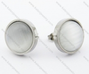 Stainless Steel Cat Eye Gemstone Ear Stud / Ear Nail - KJE050923
