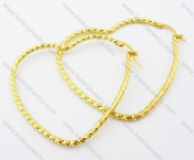 Stainless Steel Gold Heart Line Earrings - KJE050927