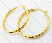 Gold Plating Stainless Steel Line Earrings - KJE050932