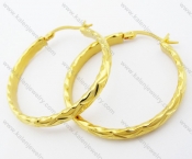 Gold Plating Stainless Steel Line Earrings - KJE050935