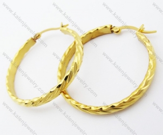 Stainless Steel Gold Plating Line Earrings - KJE050939