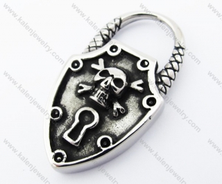 Stainless Steel Skull Lock Pendant - KJP370026