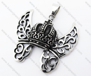 Stainless Steel Crown Butterfly Pendant - KJP370041