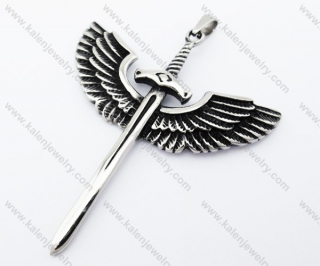 Stainless Steel Sword with Wings Pendant - KJP370046