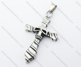 Stainless Steel Skull Cross Pendant - KJP370048