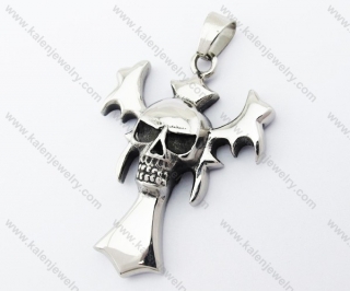 Stainless Steel Skull Cross Pendant - KJP370049