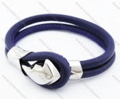 Stainless Steel Violet Leather Bracelet - KJB050382