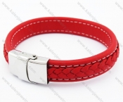 Stainless Steel Red Leather Bracelet - KJB050383