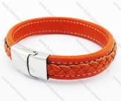 Stainless Steel Red Leather Bracelet - KJB050387