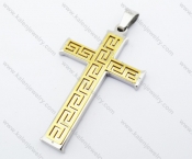 Gold Plating Stainless Steel Cross Pendant - KJP051160