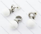 White Bead Pendant & Earrings Jewelry Set - KJS010004
