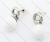 Stainless Steel White Bead Earring - KJE010004