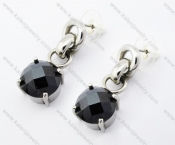 Stainless Steel Black Stone Earring - KJE010005