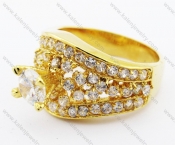 Gold Plating Stainless Steel CNC Inlay Stones Wedding Ring - KJR010219