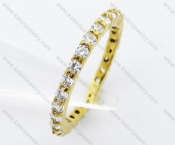 Gold Plating CNC Inlay Stones Steel Wedding Ring - KJR010220