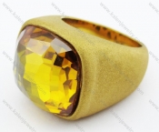 Gold Plating Polished Stainless Steel Stone Ring - KJR010221