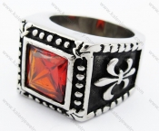 Stainless Steel Red CZ Stone Ring - KJR010226