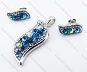 Colourful Rhinestones Pendant & Earrings Jewelry Set - KJS410001