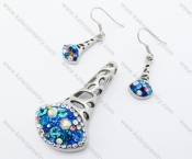 Colourful Rhinestones Pendant & Earrings Jewelry Set - KJS410008