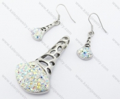 Crystal AB Rhinestones Pendant & Earrings Jewelry Set - KJS410009