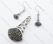 Gray Rhinestones Pendant & Earrings Jewelry Set - KJS410010