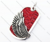 Stainless Steel Wings & Red Leather Pendant - KJP400006
