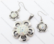 Crystal AB Flower Pendant & Earrings Jewelry Set - KJS410033