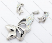 Crystal AB Rhinestones Butterfly Pendant & Earrings Jewelry Set - KJS410045