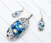 Colourful Rhinestones Pendant & Earrings Jewelry Set - KJS410048