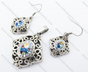 Colourful Rhinestones Pendant & Earrings Jewelry Set - KJS410054